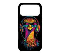 Carcasa para iPhone 17 Pro MAX Avestruz con Auriculares Colorido Emú Música DJ Avestruces