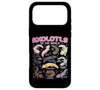 Carcasa para iPhone 17 Pro MAX Axolotls of The World Axolotl Morphs Chart para niños, niñas y niños