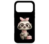Carcasa para iPhone 17 Pro MAX Baby Sloth Kawaii Jungle Pink Leopard Gafas Retrato Look