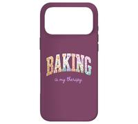 Carcasa para iPhone 17 Pro MAX Baking is My Therapy, Divertido diseño Floral con Palabras para Amantes de la repostería