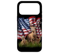 Carcasa para iPhone 17 Pro MAX Bandera Americana Ciervo Buck Doe Fawn Patriotic Wildlife