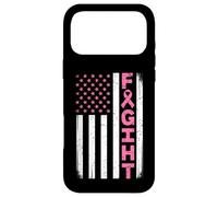 Carcasa para iPhone 17 Pro MAX Bandera Americana Envejecida, Cinta Rosa, Lucha contra el cáncer de Mama