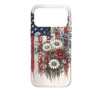 Carcasa para iPhone 17 Pro MAX Bandera Americana Floral patriótica USA Daisy