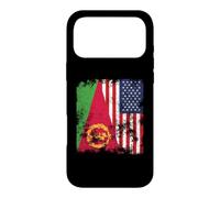 Carcasa para iPhone 17 Pro MAX Bandera de Eritrea USA Envejecida, Mitad Americana
