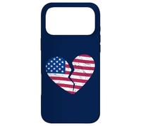 Carcasa para iPhone 17 Pro MAX Bandera de Estados Unidos de América Corazón Roto - Heartbreak en Forma de corazón