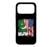 Carcasa para iPhone 17 Pro MAX Bandera de Pakistán de Estados Unidos Envejecida, Mitad Americana