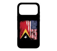 Carcasa para iPhone 17 Pro MAX Bandera de Timor Oriental de Estados Unidos Envejecida, Mitad Americana