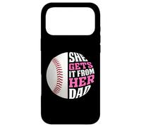 Carcasa para iPhone 17 Pro MAX Baseball Saying She Gets It from Her Dad Funny Baseball Dad
