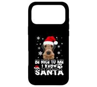 Carcasa para iPhone 17 Pro MAX Be Nice To Me I Know Santa Airedale Terrier Dog Christmas