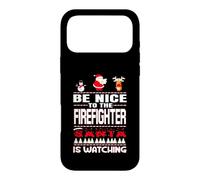 Carcasa para iPhone 17 Pro MAX Be Nice To The Firefighter Santa Is Watching Funny Christmas