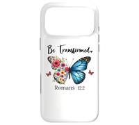 Carcasa para iPhone 17 Pro MAX Be Transformed Romans 12:2 Butterfly Christian Bible Verse