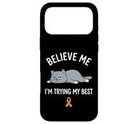 Carcasa para iPhone 17 Pro MAX Believe Me Im Trying My Best Tired Cat Orange Awareness