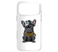 Carcasa para iPhone 17 Pro MAX Black Frenchie como piloto Bulldog francés Negro