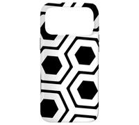Carcasa para iPhone 17 Pro MAX Black-White Honeycomb Hexagon Maze Hi-Tech Space Pattern