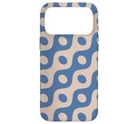 Carcasa para iPhone 17 Pro MAX Blue Beige Cream Chained Ovals Circles Wavy Lines Pattern