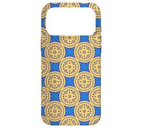 Carcasa para iPhone 17 Pro MAX Blue Mustard Yellow Dot Circle Celestial Sun Stars Folk Art