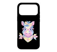 Carcasa para iPhone 17 Pro MAX Blue Pig Retrato Animal Lover Graphic Gafas Rosa Floral