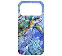 Carcasa para iPhone 17 Pro MAX Blue Sea Turtle in Corals Mosaic Art Ocean Theme