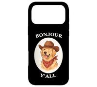 Carcasa para iPhone 17 Pro MAX Bonjour Y'all Cowboy Golden Dog Retriever French Amante