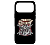 Carcasa para iPhone 17 Pro MAX Born to Restore Vintage Iron Engine Mechanic V-Twin Motor