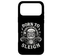 Carcasa para iPhone 17 Pro MAX Born To Sleigh Santa Motocicleta Navidad Motorista Humor