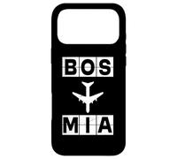 Carcasa para iPhone 17 Pro MAX BOS a MIA Código de Aeropuerto Ruta de avión Boston Miami