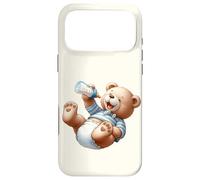 Carcasa para iPhone 17 Pro MAX Brown Bear Silly Baby Boy - Oso de Peluche Azul para Baby Shower
