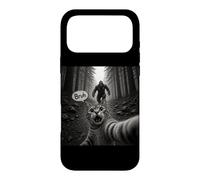 Carcasa para iPhone 17 Pro MAX Bruh Cat Selfie Bigfoot Sasquatch Scared Cat Meme Gráfico
