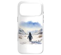 Carcasa para iPhone 17 Pro MAX BUT Why? Penguin Wandering Off Mountains Watercolor (White)