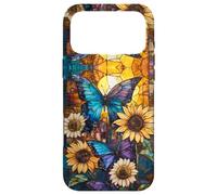 Carcasa para iPhone 17 Pro MAX Butterflies Sunflowers Stained Art Effect Stain Art Spring