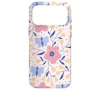 Carcasa para iPhone 17 Pro MAX Butterfly and Flowers Blush Pink Blue Cute Botanical Garden