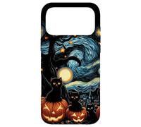 Carcasa para iPhone 17 Pro MAX Calabaza de Noche Estrellada de Gatos Negros de Halloween Espeluznante