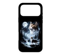 Carcasa para iPhone 17 Pro MAX Calico Cat Aullando a la Luna 90's Retro
