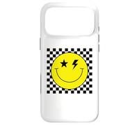 Carcasa para iPhone 17 Pro MAX Camisa de Cara Sonriente Amarilla con Ojos de Rayo a Cuadros