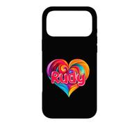 Carcasa para iPhone 17 Pro MAX Camiseta Colorida con Nombre I Heart Love Rudy