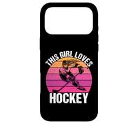 Carcasa para iPhone 17 Pro MAX Camiseta para fanáticos del Hockey con Texto en inglés This Girl Loves Hockey Shirt Game Day