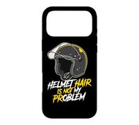 Carcasa para iPhone 17 Pro MAX Casco de Motociclista Hair Not My Problem Calvo Motocicleta Rider