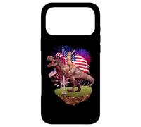 Carcasa para iPhone 17 Pro MAX Cat Riding Dinosaur T Rex USA American Flag 4th of July