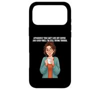 Carcasa para iPhone 17 Pro MAX Chica con Gafas sosteniendo Taza de café guiñando Arte gráfico