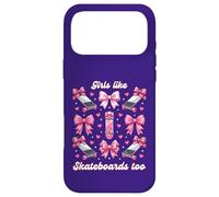 Carcasa para iPhone 17 Pro MAX Chicas como Skateboards Too Pink Bows Skater Girl Coquette