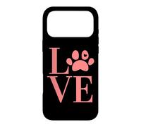 Carcasa para iPhone 17 Pro MAX Chicas Que aman a los Perros, Palabra Amor con Huella de Pata Rescue Dogs