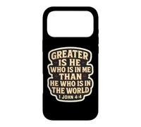 Carcasa para iPhone 17 Pro MAX Christian Bible Verse Quote Jesus Greater Is He Who Is In Me