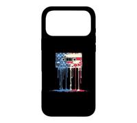 Carcasa para iPhone 17 Pro MAX Cinta de Casete Retro de los años 80, Bandera Americana, Graffiti de Goteo de Estados Unidos