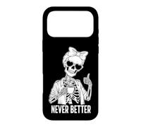 Carcasa para iPhone 17 Pro MAX Coffee Lover Tired Skeleton Never Better Thumbs Up Mujer