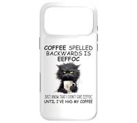 Carcasa para iPhone 17 Pro MAX Coffee Spelled Backwards is Eeffoc Sign,Funny Cat Coffee Mug
