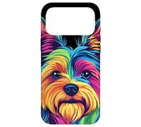 Carcasa para iPhone 17 Pro MAX Colorido Yorkshire Terrier Rainbow Yorkie Dog Lover Negro
