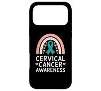Carcasa para iPhone 17 Pro MAX Concientización sobre el cáncer Cervical Teal Rainbow Support