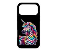 Carcasa para iPhone 17 Pro MAX Cool Colorful Zebra Head with Unicorn Horn Safari Animal