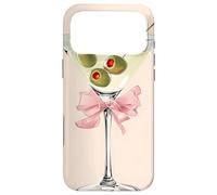 Carcasa para iPhone 17 Pro MAX Coquette Pink Bow Cute Olive Martini Cocktail Dirty Martini