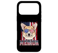 Carcasa para iPhone 17 Pro MAX Corgi Merica 4th of July Dog Funny Patriotic American Flag